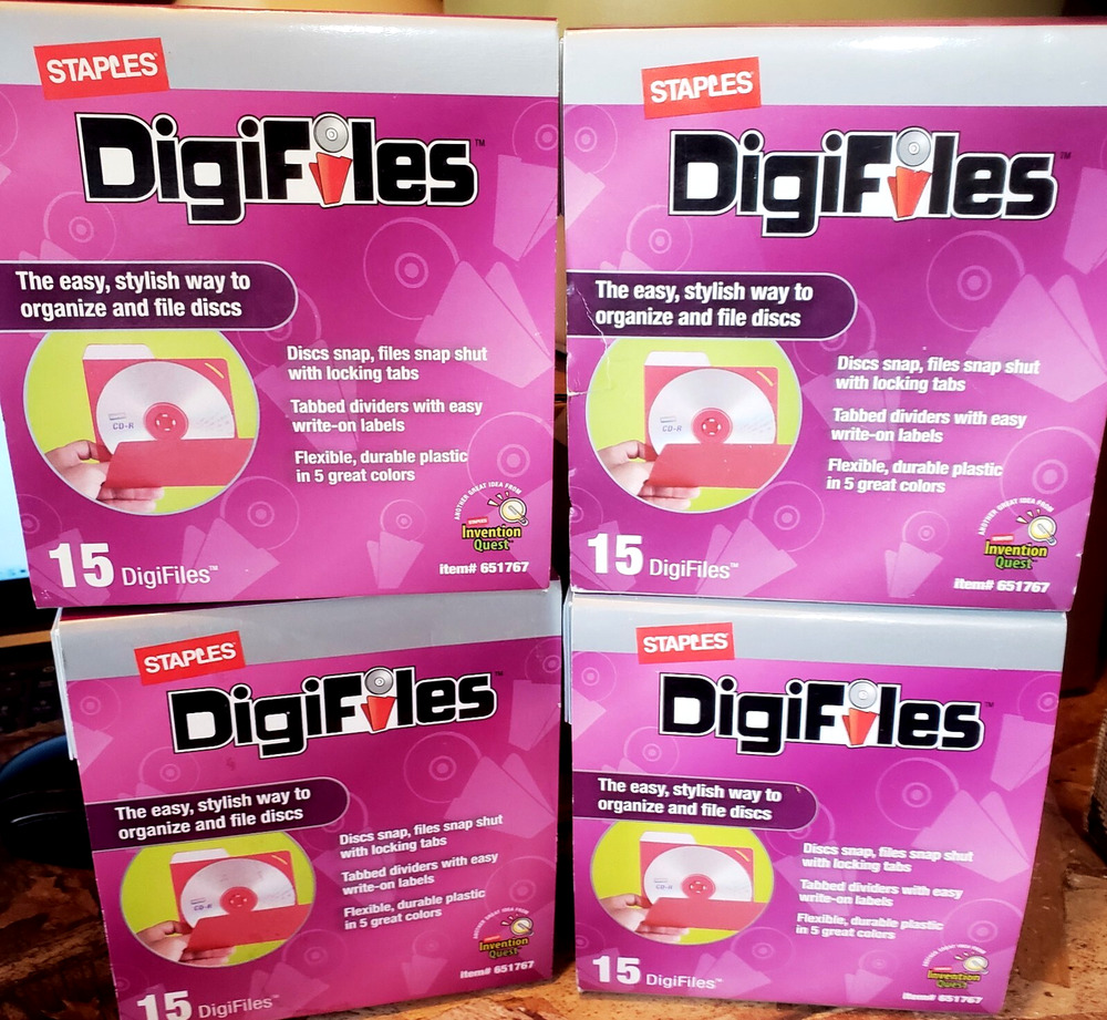 Staples Digifiles #651767 CD/DVD Storage w/ Case 4 Packs Holds 60 New See Desc.